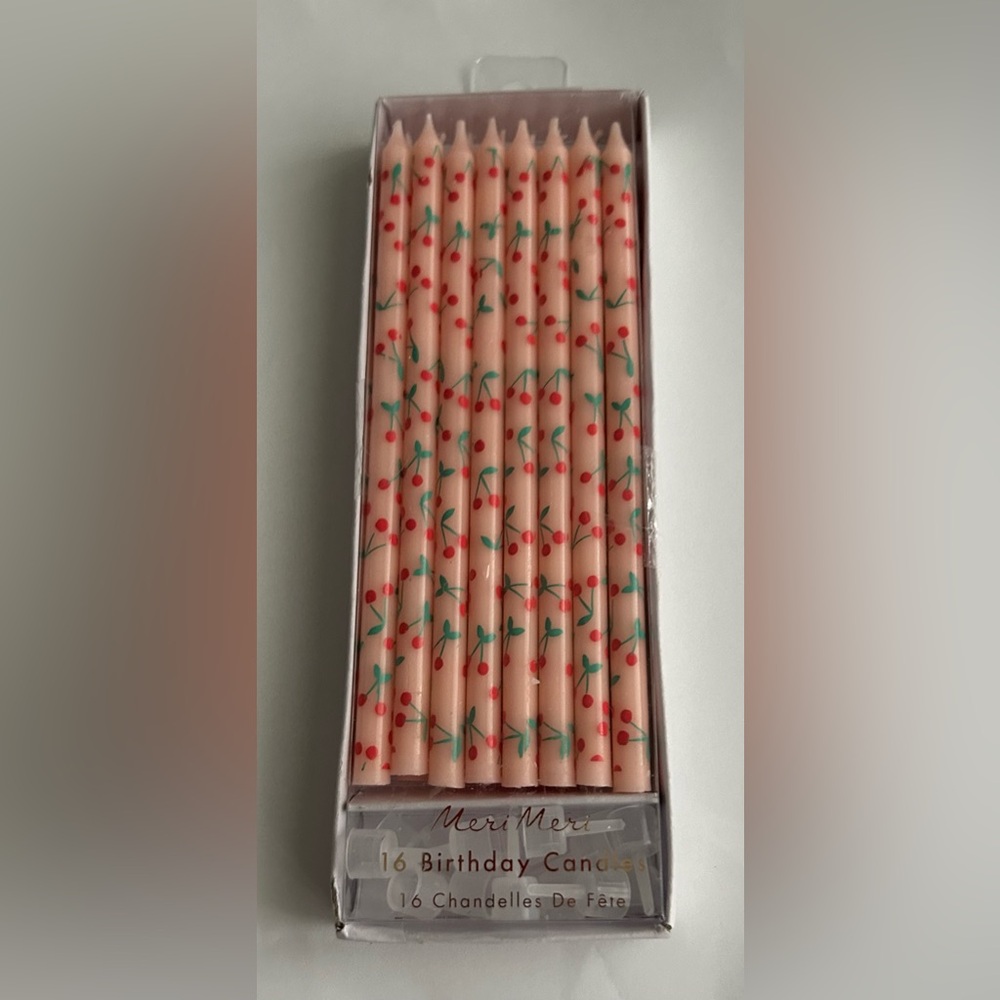 New 16 Pink Birthday Candles 16 Holders Red Flowers Green Stems Meri Meri - Picture 14 of 16